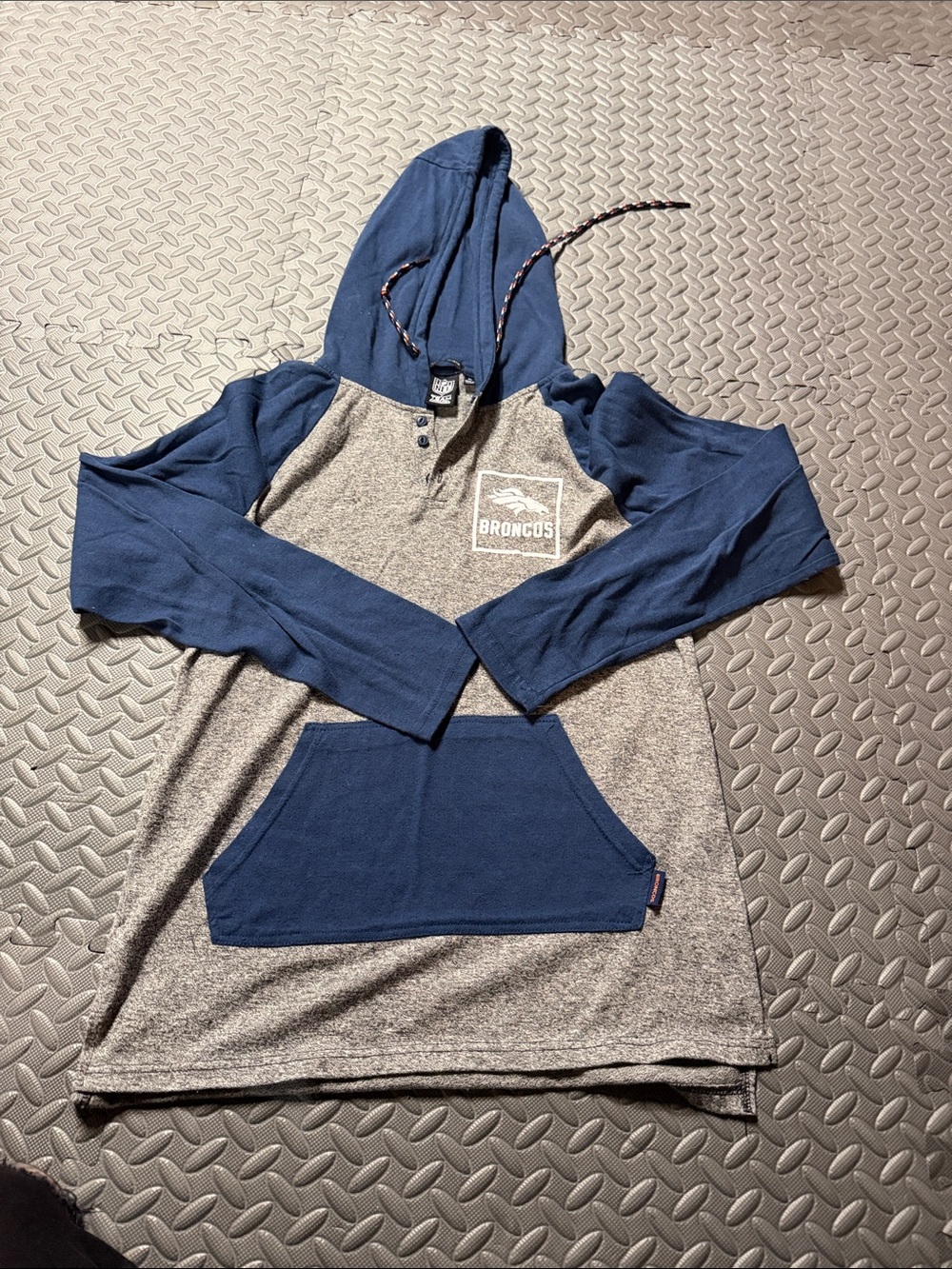 NFL Broncos Navy and Gray Hooded Pullover